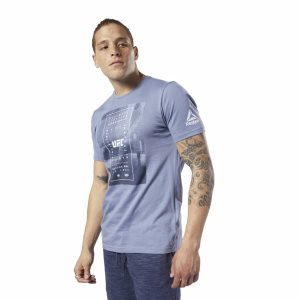 Reebok UFC Fan Gear Text T Shirt Herren - Indigo - DE 042-XCI